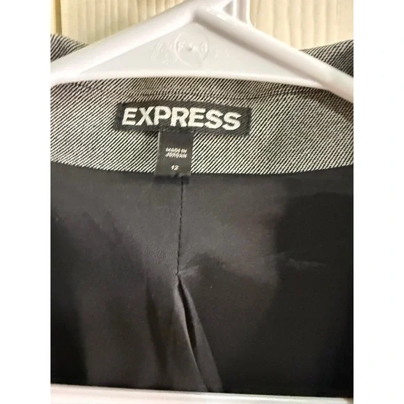 Express Women's 1‎ Button Blazer Jacket Sz 12 Gray Coat  Career - Picture 2 of 5